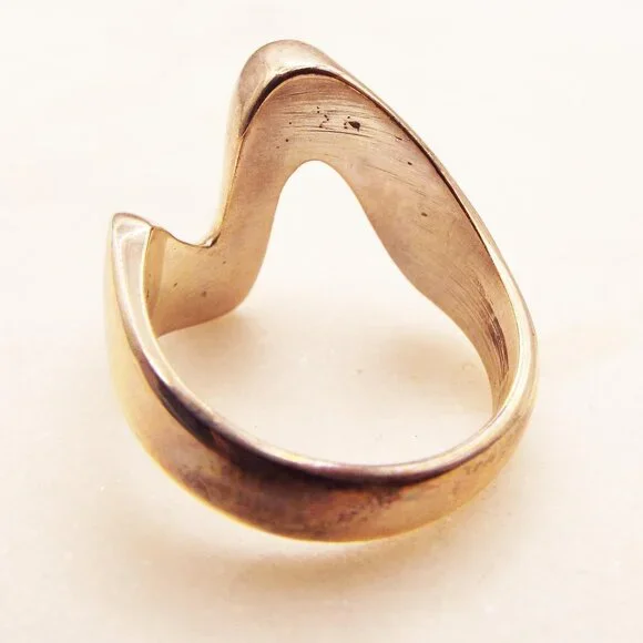 1980S MEXICO STERLING WAVY MOBIUS UP & DOWN ROLLERCOASTER HEAVY SZ. 9.5 RING 18 - Picture 2 of 4